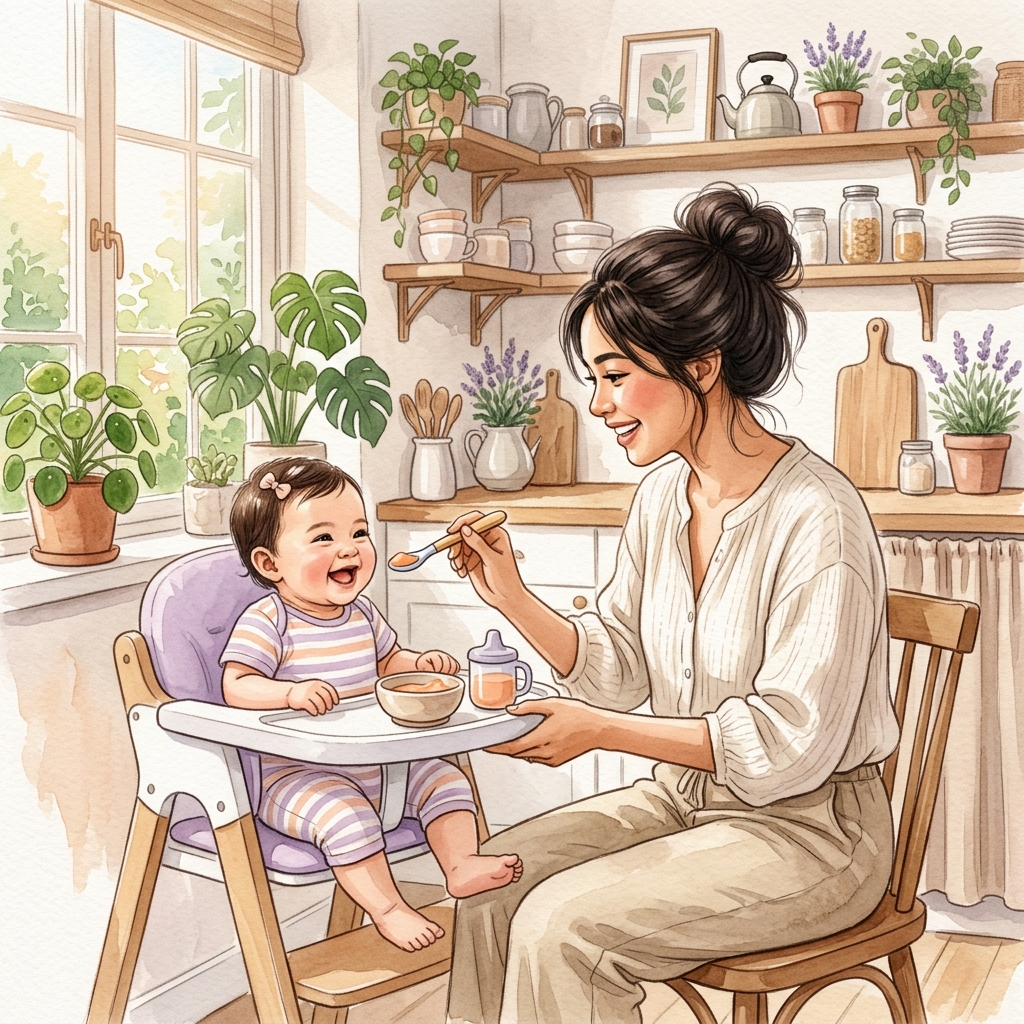 Ibu memberi MPASI ke bayi